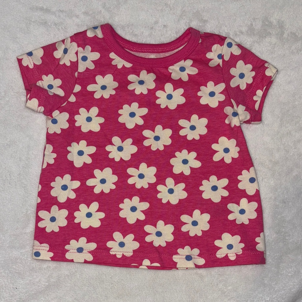 (3 for $10) Joe fresh Floral Kids Shirt - Pink and White
